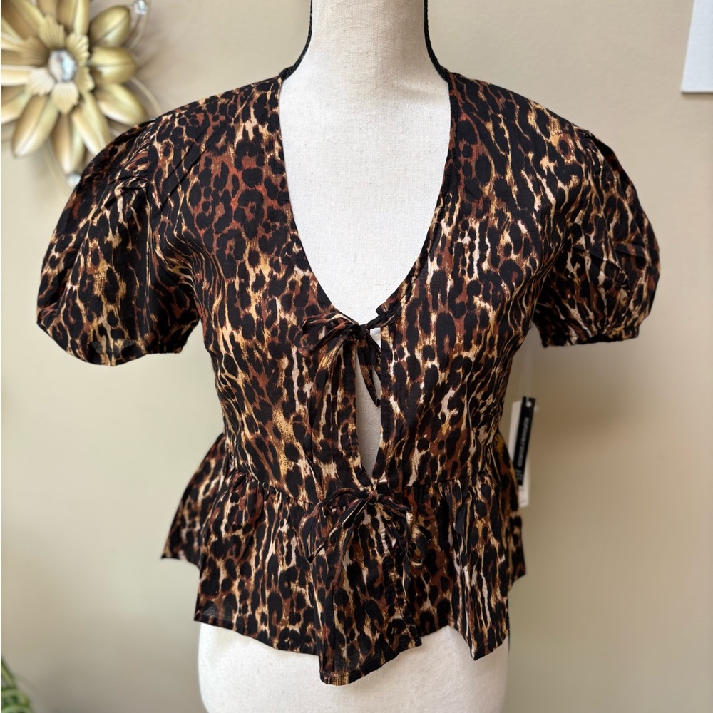 NWT Live 4 Truth Leopard Print Puff Sleeve Blouse - Picture 3 of 11